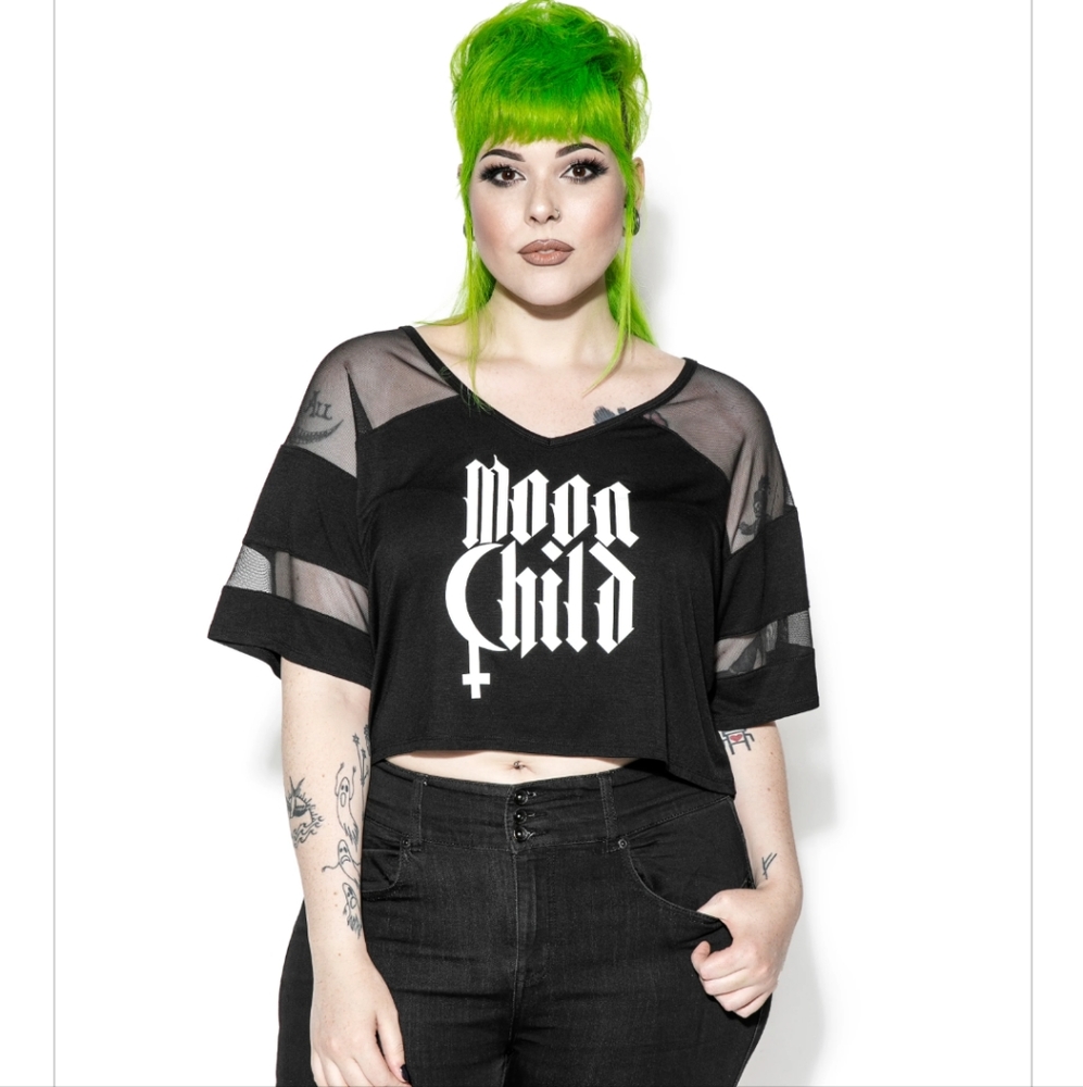 Black Mesh Crop Top